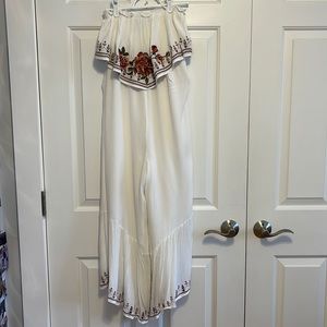 White Off the Shoulder Jump Suit